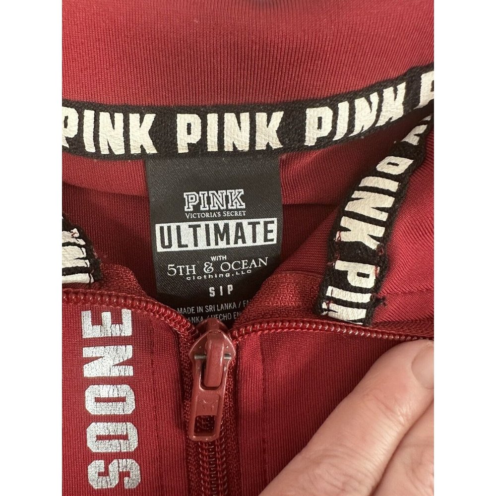 VICTORIAS SECRET PINK Ultimate Oklahoma Sooners Size Small 5th & Ocean 1/4 Zip - Picture 7 of 7